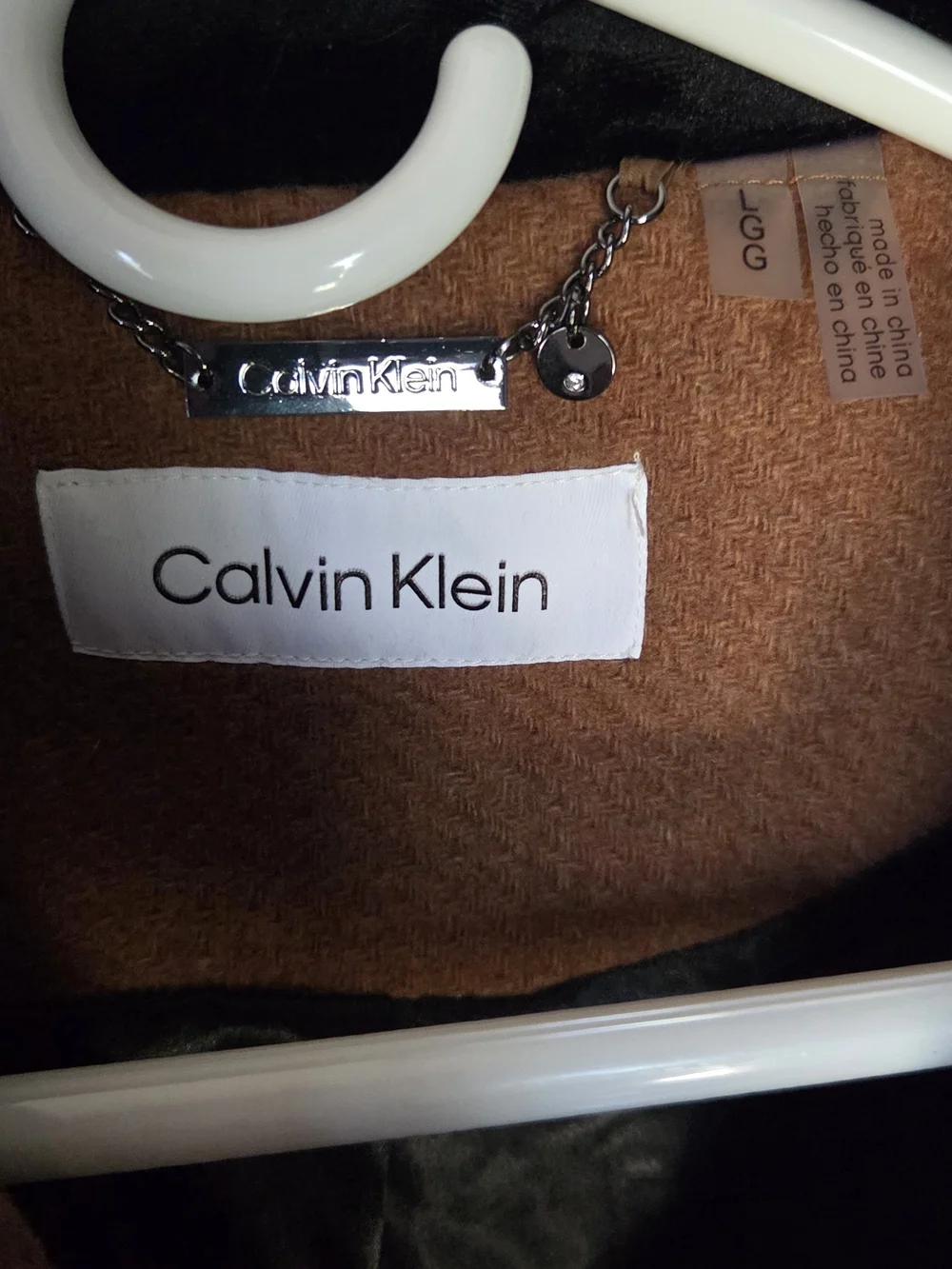 NWOT Calvin Klein Women's Camel Brown Wool-Blend Belted Trench Coat